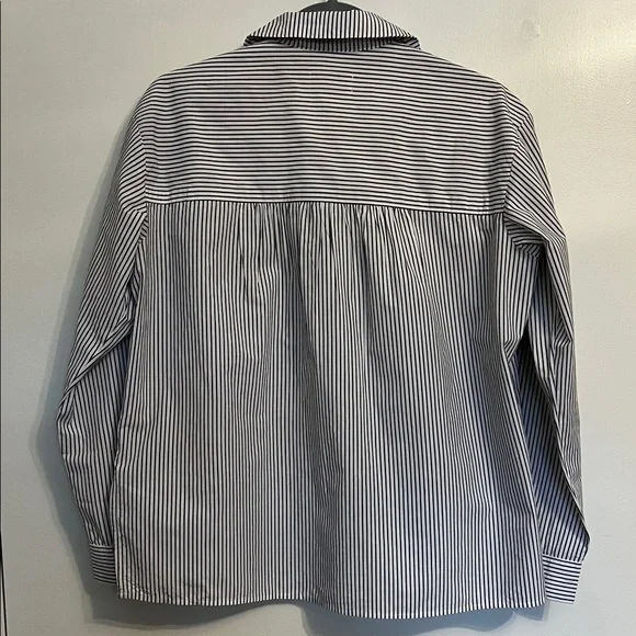 Anthropologie Maeve Embroidered Striped Boxy Buttondown Shirt Top XS 2 - Picture 10 of 15